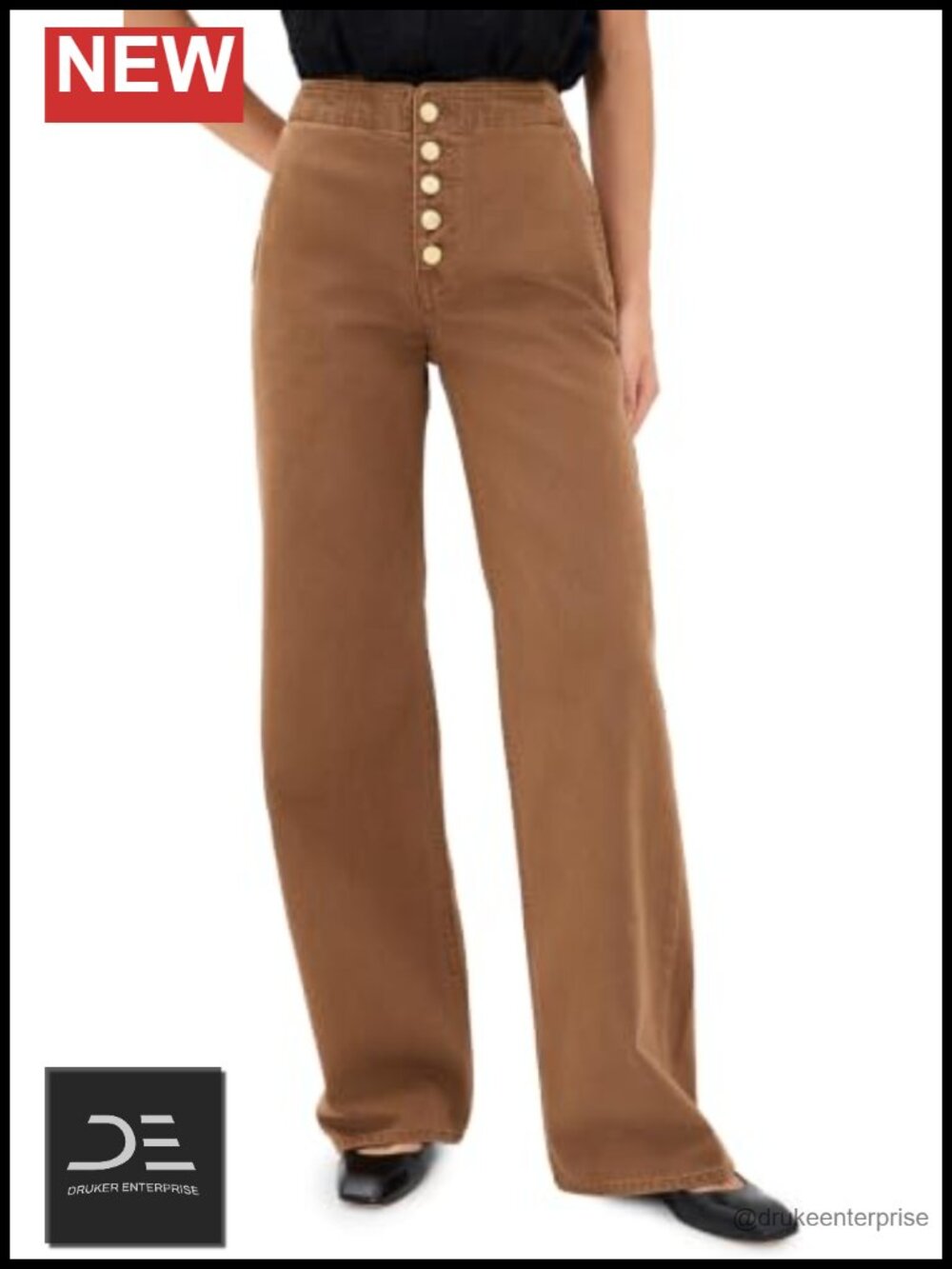 High Rise Button Fly Wide Leg Jeans